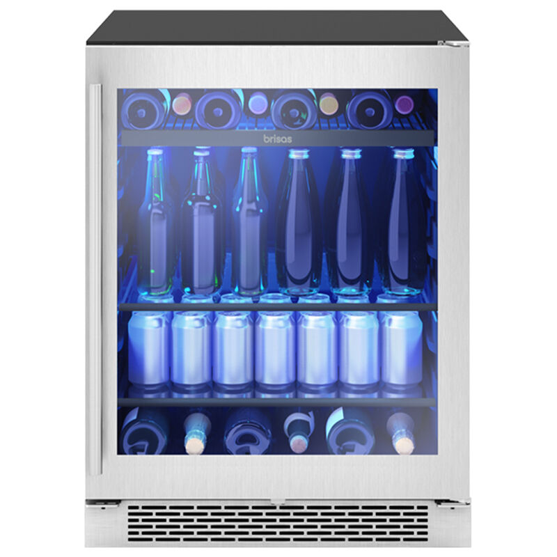 Zephyr 24 in. Built-In/Freestanding 5.1 cu. ft. Compact Beverage Center with Adjustable Shelves & Digital Control - Stainless Steel, , hires