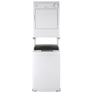 GE Space-Saving 24 in. 2.8 cu. ft. Stationary Washer with Stainless Steel Basket - White, , hires