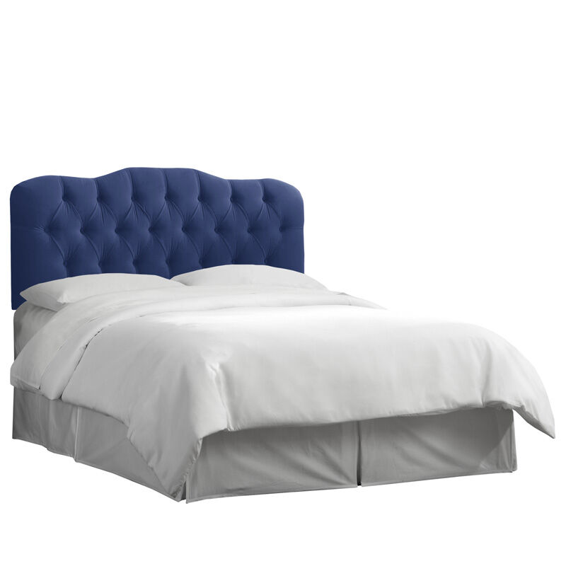 Skyline Furniture Tufted Velvet Fabric Twin Size Upholstered Headboard - Navy Blue, Navy, hires