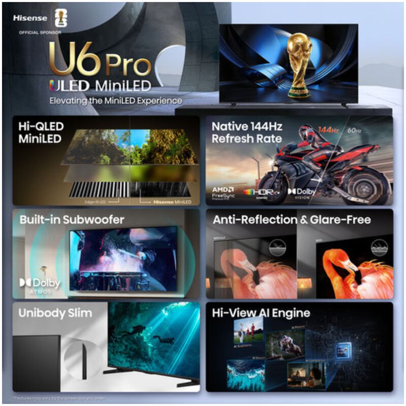 Hisense - 85" Class U6 Pro Series ULED Mini-LED 4K UHD Smart Fire TV, , hires