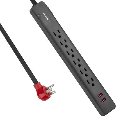 Monster Cable 6-Outlet Surge Protector with 2 USB Ports - Black | 2MNAC0296B0L