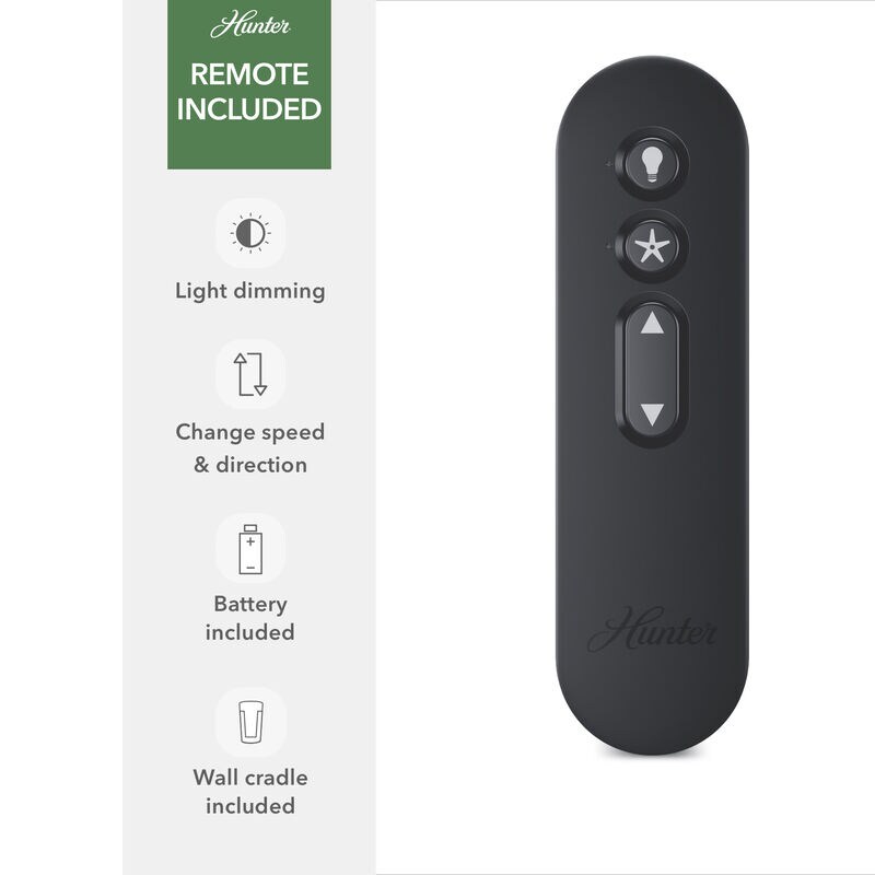 Hunter Minimus 52 in. Low Profile Ceiling Fan with LED Light Kit and Handheld Remote - Matte Black, Matte Black, hires