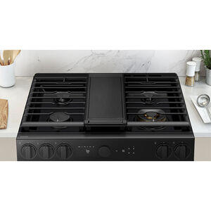 Samsung Bespoke 30 in. 6 cu. ft. Smart Air Fry True European Convection Slide-In Gas Range with 5 Sealed Burners & Griddle - White Glass, White Glass, hires