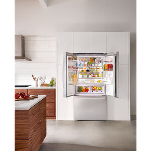 Bosch 800 Series 36 in. 20.8 cu. ft. Smart Counter Depth French Door Refrigerator with Internal Water Dispenser Anti-Finger Print Stainless Steel, Stainless Steel, hires