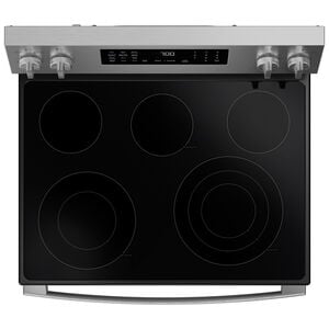 GE Profile 30 in. 5.3 cu. ft. Smart Air-Fry Standard Convection Electric Range with Radiant Burners - Fingerprint Resistant Stainless Steel, , hires