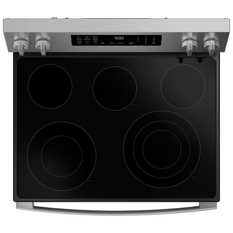 GE Profile 30 in. 5.3 cu. ft. Smart Air-Fry Standard Convection Electric Range with Radiant Burners - Fingerprint Resistant Stainless Steel, , hires