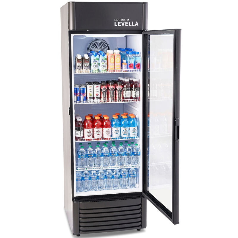 Premium Levella 26 in. 15.5 cu. ft. Beverage Center with Adjustable Shelves & Customizable Lightbox - Black, , hires