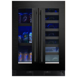 XO 24 in. Built-In/Freestanding 5.7 cu. ft. Compact Beverage Center with Adjustable Shelves & Digital Control - Black Stainless, , hires
