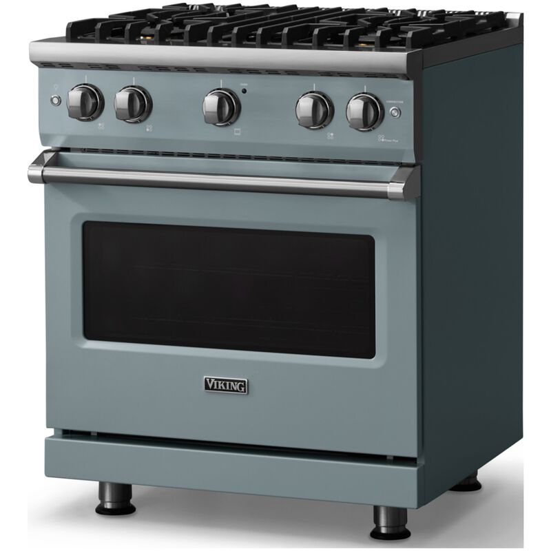 Viking 5 Series 30 in. 4.0 cu. ft. Standard Convection Gas Range with 4 Sealed Burners - November Sky - Natural Gas, Polished Chrome Trim Option, , hires