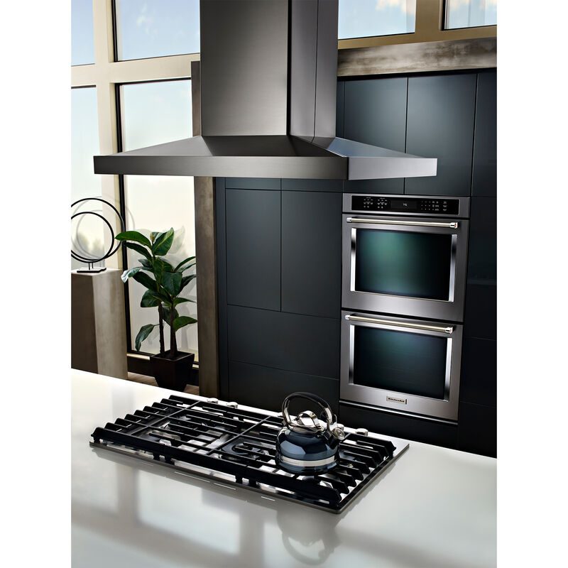 KitchenAid 42 in. Convertible Chimney Style Range Hood with 585 CFM, 3 Fan Speeds , 4 LED & 2 Halogen Lights - Stainless Steel, , hires