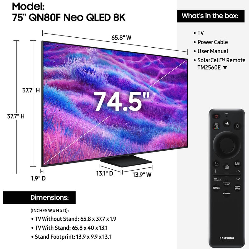 Samsung - 75" Class QN80F Neo QLED 4K UHD Samsung Vision AI Smart TV, , hires