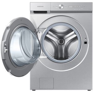 Samsung Bespoke 27 in. 5.3 cu. ft. Smart Stackable Front Load Washer with Super Speed Wash, AI OptiWash & Auto Dispense - Silver Steel, Silver Steel, hires