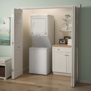 GE 24 in. Laundry Center with 2.3 cu. ft. Washer with 11 Wash Programs & 4.4 cu. ft. Dryer with 4 Electric Dryer Programs & Wrinkle Care - White, , hires