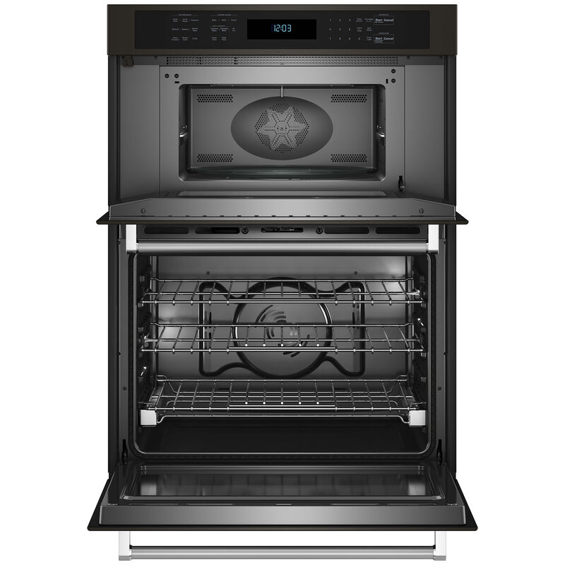 KitchenAid 30 in. 6.4 cu. ft. Electric Oven/Microwave Combo Wall Oven with True European Convection & Self Clean - Black Stainless Steel with PrintShield Finish, Black Stainless Steel with PrintShield Finish, hires