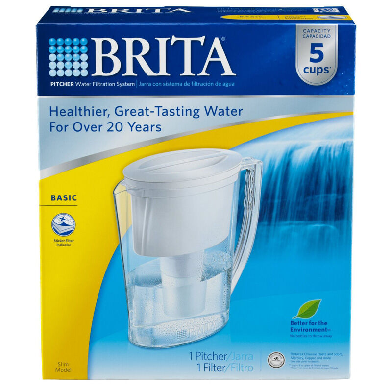 Brita® Classic Water Filter Pitcher, 40 oz, 5 Cups, Clear, 2/Carton