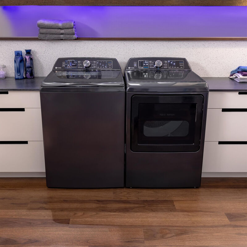 GE Profile 27 in. 7.3 cu. ft. Smart Gas Dryer with Fabric Refresh, Sensor Dry, Sanitize & Steam Cycle - Gray, Gray, hires