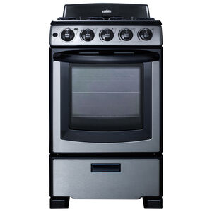 Summit 20 in. 2.3 cu. ft. Oven Freestanding Gas Range with 4 Sealed Burners - Stainless Steel, , hires