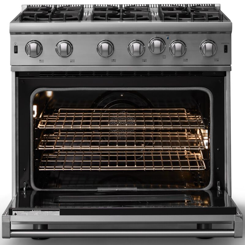 Viking 5 Series 36 in. 5.1 cu. ft. Standard Convection Gas Range with Open Burners - Stainless Steel, , hires