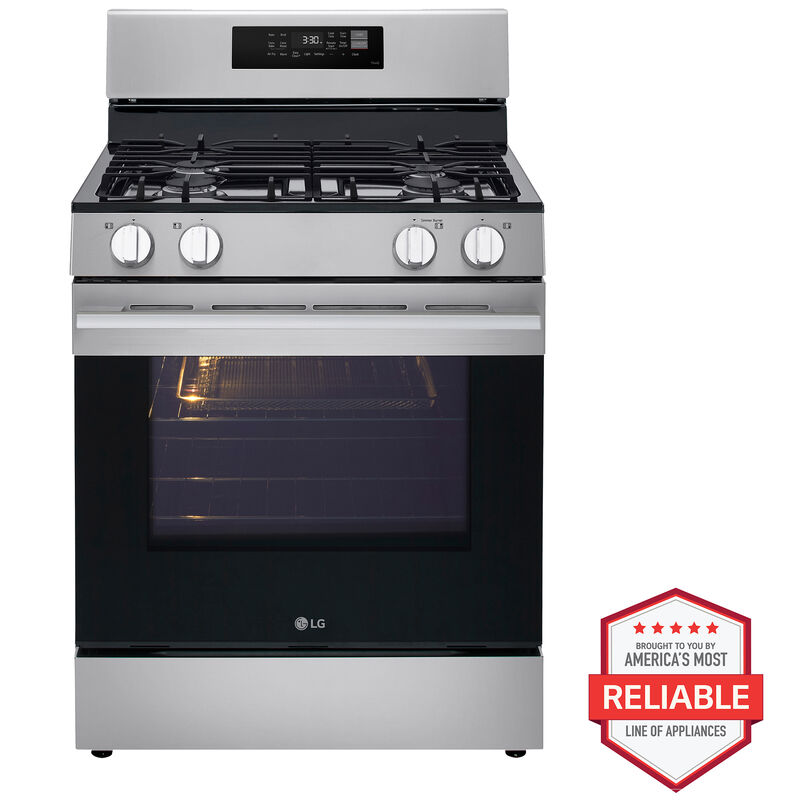 LG 30 in. 6.3 cu. ft. Smart Air-Fry True European Convection Gas Range with 4 Sealed Burners - Stainless Steel, , hires
