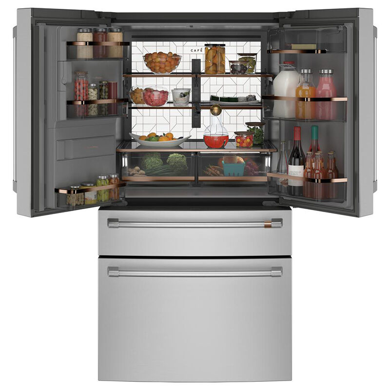 Cafe 36 in. 27.8 cu. ft. Smart 4-Door French Door Refrigerator with External Ice & Water Dispenser - Stainless Steel, Stainless Steel, hires