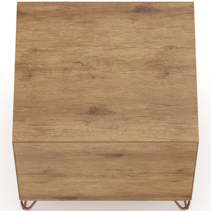 Manhattan Comfort Rockefeller Mid-Century Modern 2-Drawer Nightstand - Textured Gray, Gray, hires