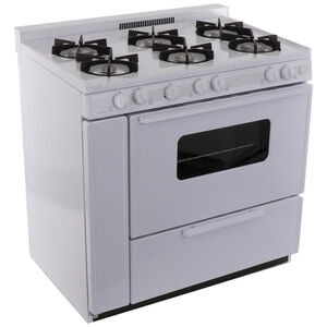 Premier 36 in. 3.9 cu. ft. Gas Range with 6 Sealed Burners - White, , hires