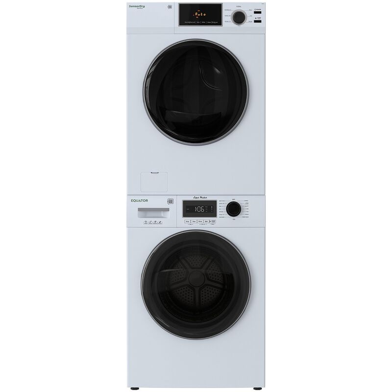 Equator Value 24 in. 2.47 cu. ft. Electric Front Load Laundry Center with Sensor Dry, Pet & Sanitize Cycle - White, , hires