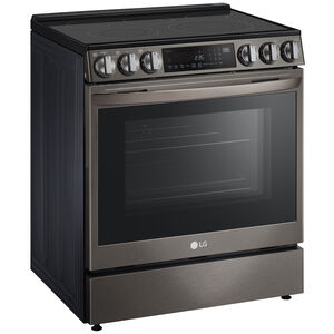 LG InstaView 30 in. 6.3 cu. ft. Smart Air Fry True European Convection Slide-In Electric Range with Radiant Burners - PrintProof Black Stainless Steel, PrintProof Black Stainless Steel, hires