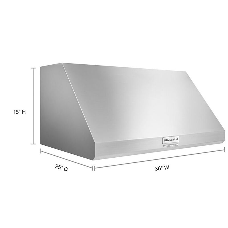 KitchenAid 36 in. Ducted Canopy Pro Style Style Range Hood with 4 Fan Speeds & 2 LED Lights - Stainless Steel, , hires