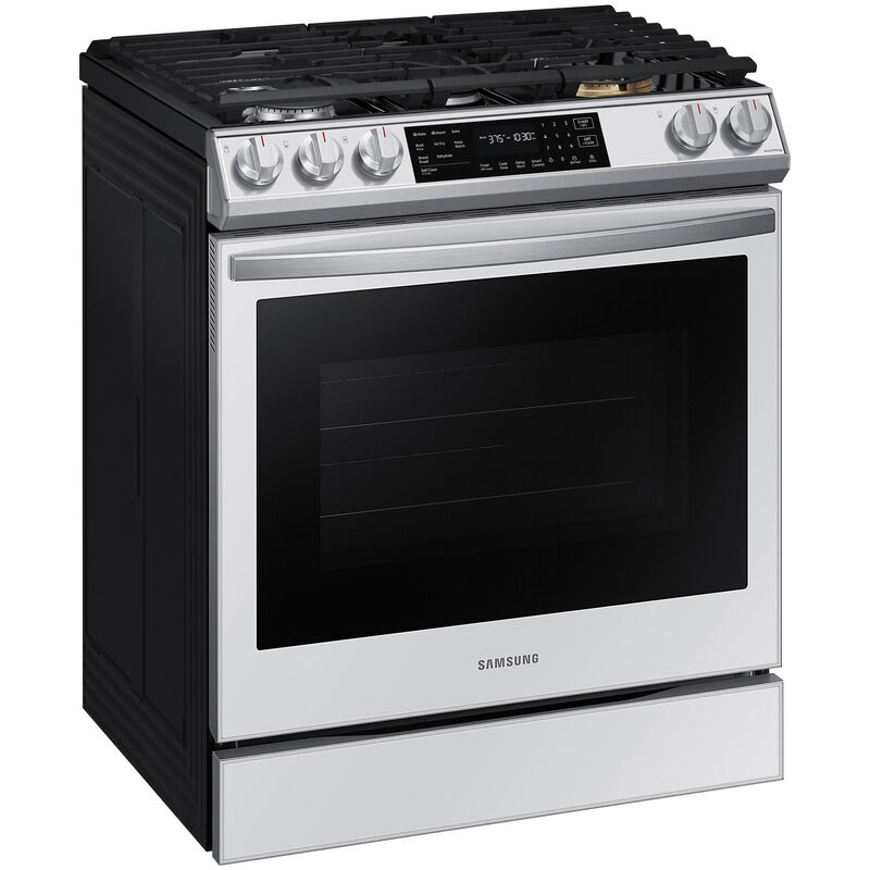 Samsung Bespoke 30 in. 6.0 cu. ft. Smart Air Fry Convection Oven Slide-In  Gas Range with 5 Sealed Burners & Griddle - White Glass