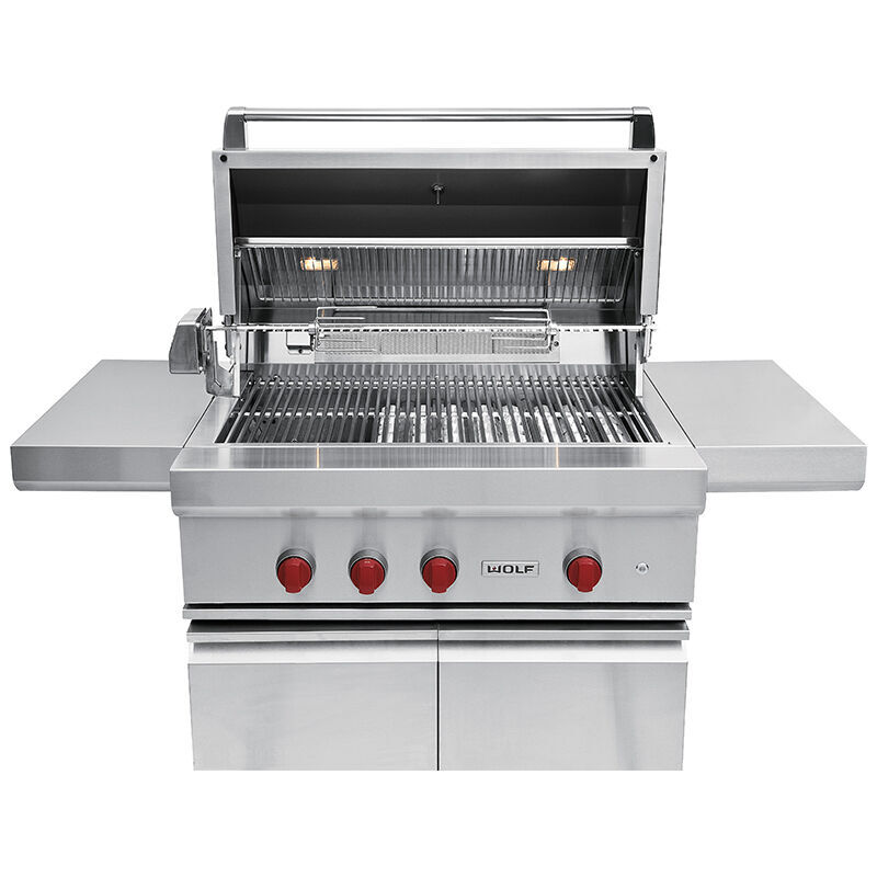 Wolf 36 in. 3-Burner Built-In Natural Gas Grill with Rotisserie, Sear Burner & Smoker Box - Stainless Steel, , hires
