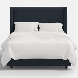 Skyline Furniture Linen Fabric Upholstered King Size Wingback Bed - Navy, Navy, hires