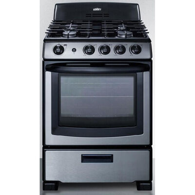 Summit 24 in. 2.9 cu. ft. Oven Freestanding Gas Range with 4 Sealed Burners - Stainless Steel | PRO247SS