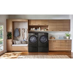 LG 27 in. 7.8 cu. ft. Smart Stackable Ventless Electric Dryer with Dual Inverter Heat Pump & AI Sensor Dry - Black Steel, , hires