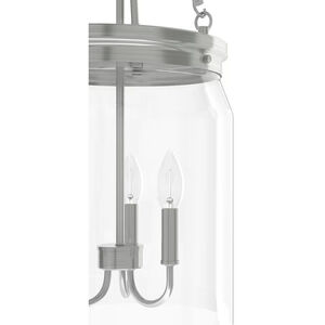 Hunter Devon Park 12 in. 3-Light Pendant with Clear Glass - Brushed Nickel, , hires