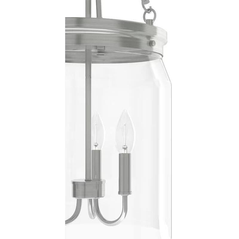 Hunter Devon Park 12 in. 3-Light Pendant with Clear Glass - Brushed Nickel, , hires