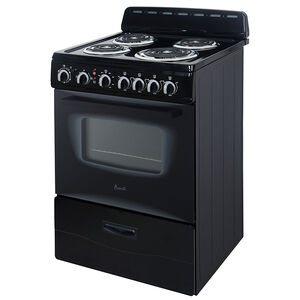 Avanti 24 in. 2.6 cu. ft. Oven Freestanding Electric Range with 4 Coil Burners - Black, , hires