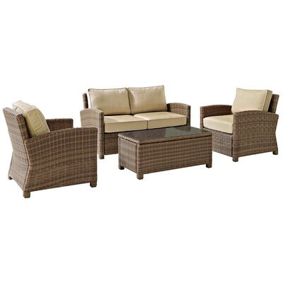 Crosley Bradenton 4-Piece Outdoor Loveseat Patio Furniture Set - Sand | KO70024WB-SA