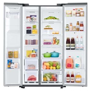 Samsung Family Hub Series36 in. 26.7 cu. ft. Smart Side by Side Refrigerator with Ice & Water Dispenser - Stainless Steel, Stainless Steel, hires