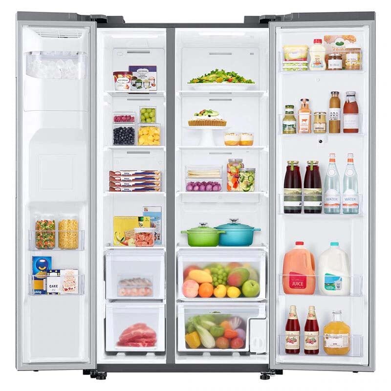 Samsung Family Hub Series36 in. 26.7 cu. ft. Smart Side by Side Refrigerator with Ice & Water Dispenser - Stainless Steel, Stainless Steel, hires
