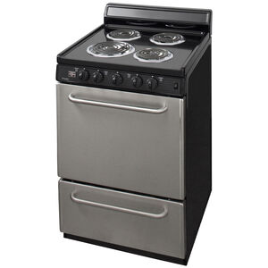 Premier 24 in. 3.0 cu. ft. Oven Freestanding Electric Range with 4 Coil Burners - Stainless Steel, , hires