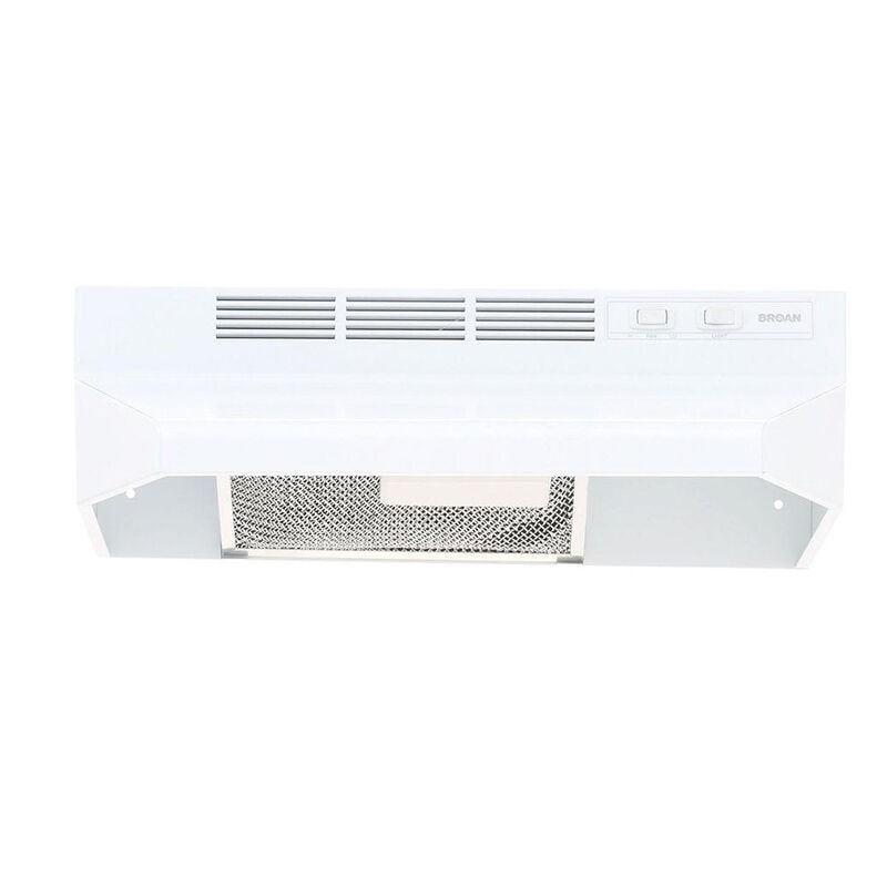 Broan 41000 Series 24 in. Ductless Standard Style Range Hood with 2 Fan Speeds & 1 LED Light - White, , hires