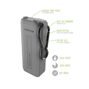 MyCharge Adventure H20 3,350mAh - Battery Pack, Gray, hires