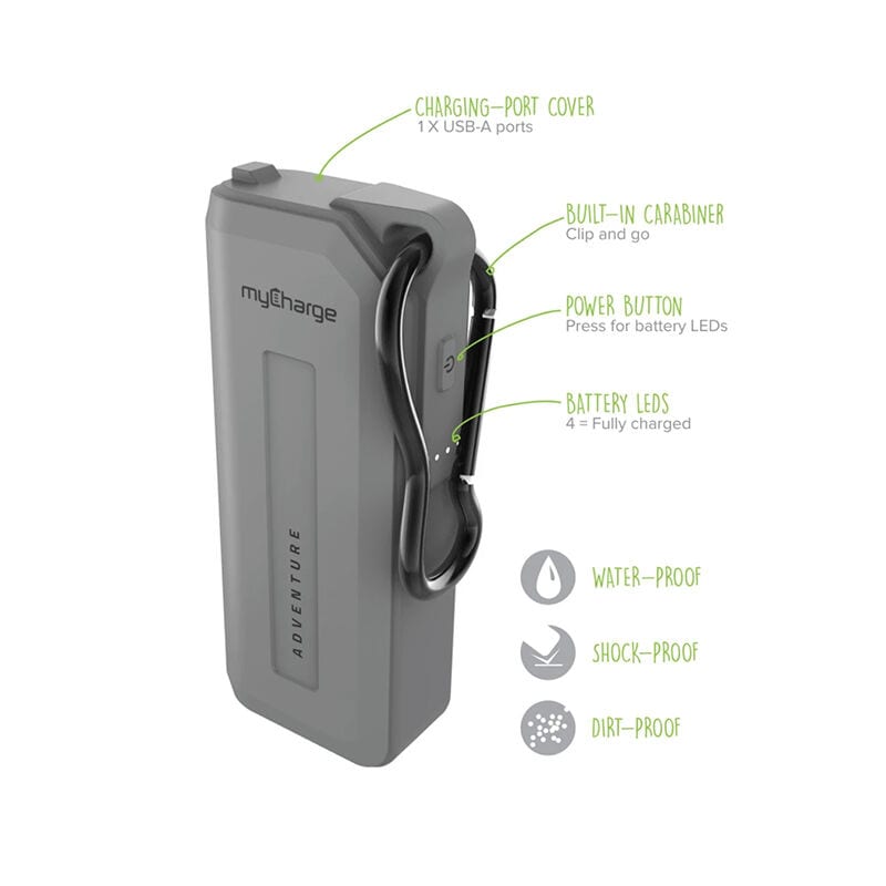 MyCharge Adventure H20 3,350mAh - Battery Pack, Gray, hires