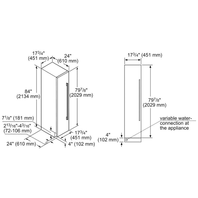 Bosch Benchmark Series 18 in. 8.6 cu. ft. Built-in Smart Double-Drawers Upright Freezer with Ice-Maker & Adjustable Shelves - Custom Panel Ready, , hires
