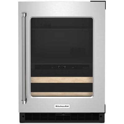 KitchenAid 24 in. 4.8 cu. ft. Built-In Beverage Center with Pull-Out Shelves & Digital Control - Stainless Steel | KUBR214KSB