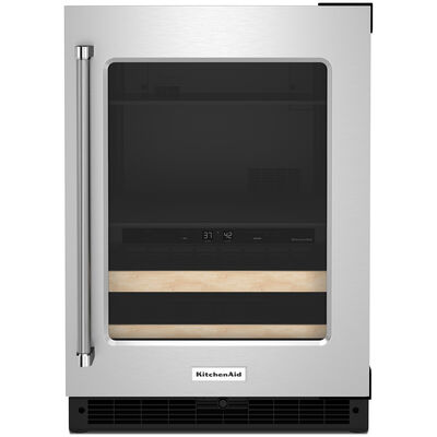 KitchenAid 24 in. 4.8 cu. ft. Built-In Beverage Center with Pull-Out Shelves & Digital Control - Stainless Steel | KUBR214KSB