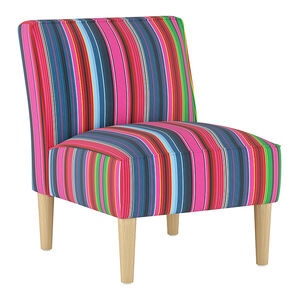 Skyline Furniture Armless Chair in Cotton Fabric - Multi Stripe, , hires