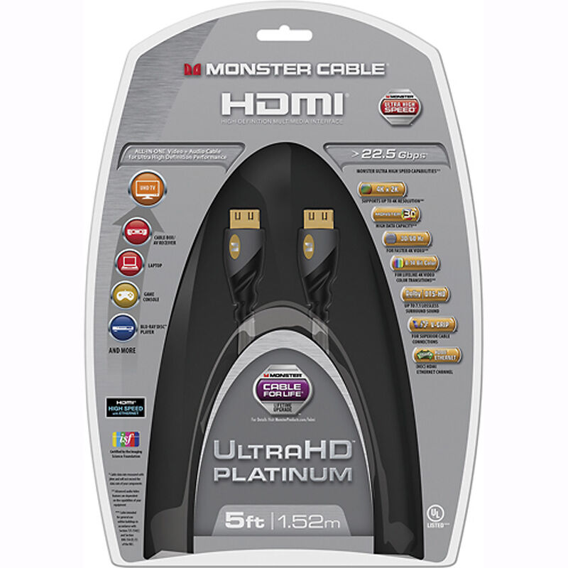 Monster High Speed (21.0 Gbps) 6 FT. 4K HDR Platinum HDMI Cable