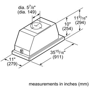 Bosch 500 Series 36 in. Convertible Slide-Out Style Range Hood with 500 CFM, 3 Fan Speeds & 2 Halogen Lights - Stainless Steel, , hires